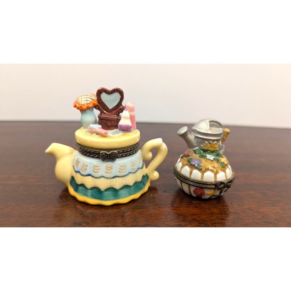 Midwest Of Cannon Falls Other - Vintage Midwest Cannon Falls Porcelain Hinged Trinket Box Teapot Watering Can